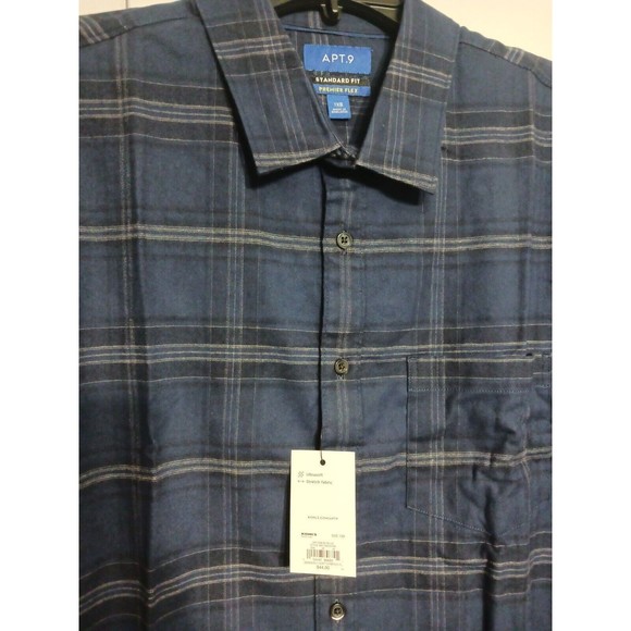 NWT Men's Apt. 9 Seriously Soft Flannel Shirt Size 1XB Big & Tall Dark Blue - Picture 3 of 3